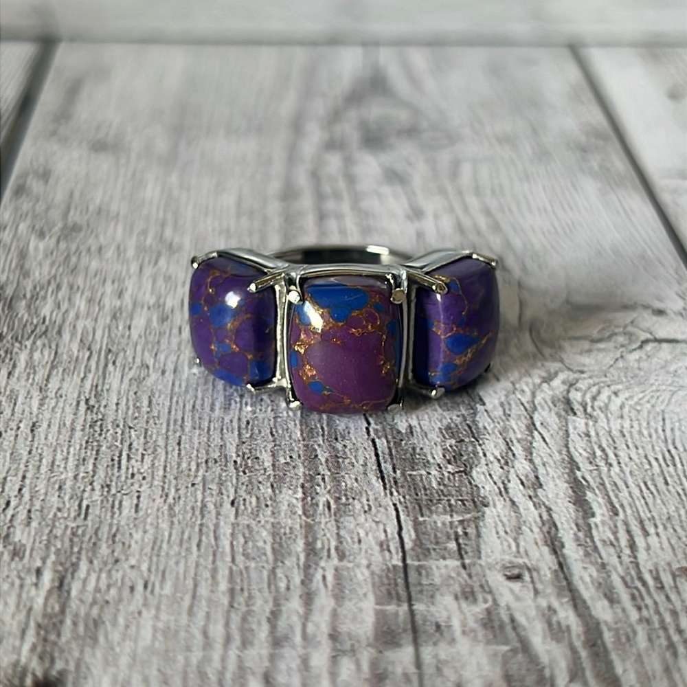 Purple Turquoise Silver Ring